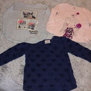 Lot of 3 long sleeve tees Hanna Andersson, Gap & G
